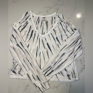 Victoria Secret Pink, long sleeve, gray/white tie dye,cold shoulder